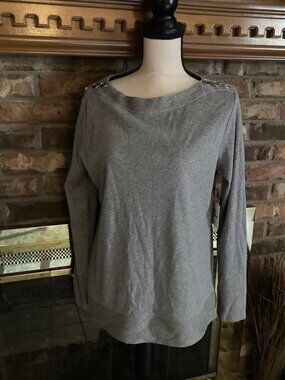 Rafaela Gray Sweater Boat Neck Size Large NWT